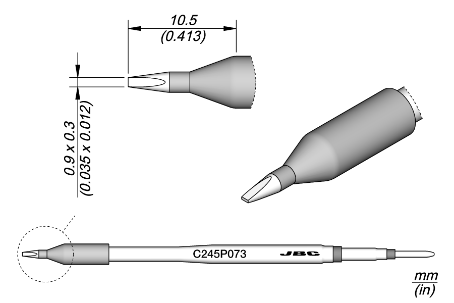 C245P073 - Chisel Cartridge 0.9 x 0.3